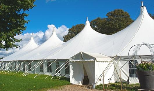 a line of sleek and modern portable restrooms ready for use at an upscale corporate event in Alpine CA